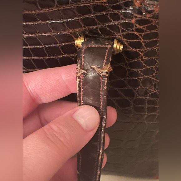 Vintage Lucille de Paris Brown Alligator Leather Handbag With Mirror RARE - Picture 4 of 16